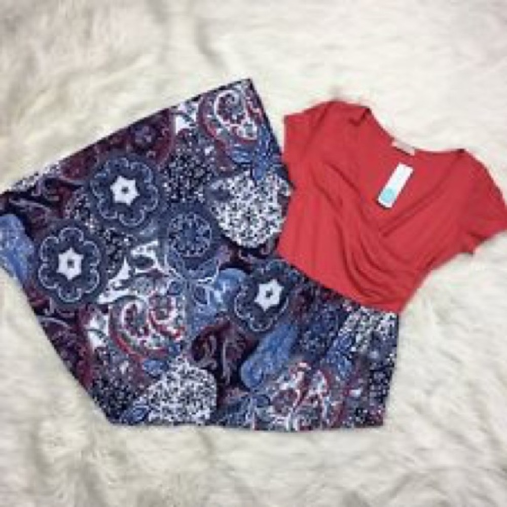 Gilli Ryland Knit 2fer Maxi Paisley Floral Coral